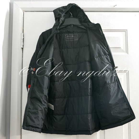 Eddie‎ Bauer Men's Down Hooded Jacket BLACK - Picture 6 of 13